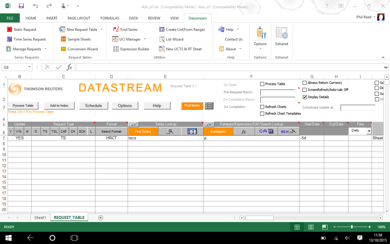 datastream excel add in 2010